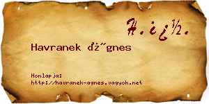 Havranek Ágnes névjegykártya